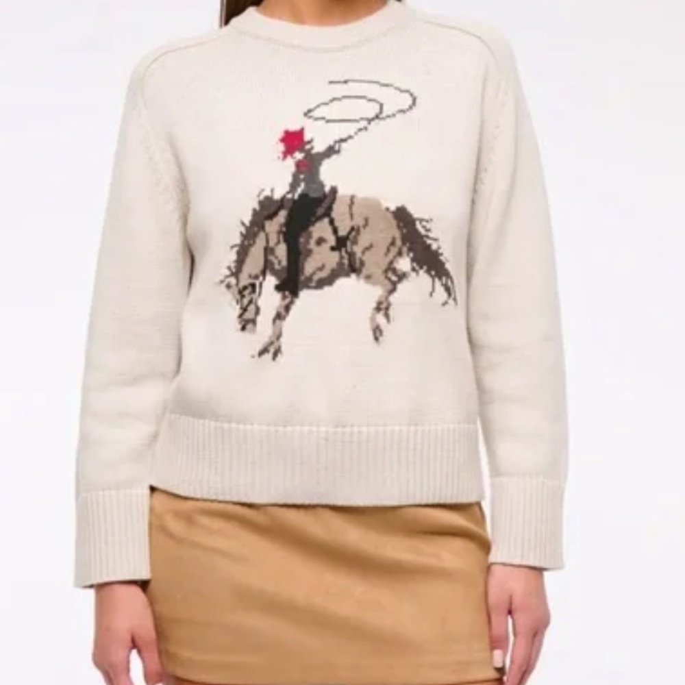 Abercrombie & Fitch Cream Sweater with Cowboy Design